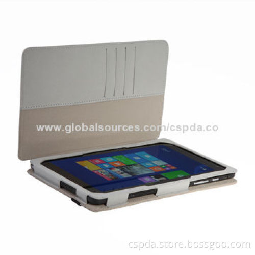 PU Leather Back Stand Cases for Dell Venue 8 Pro with Name Card Slot and Elastic Band